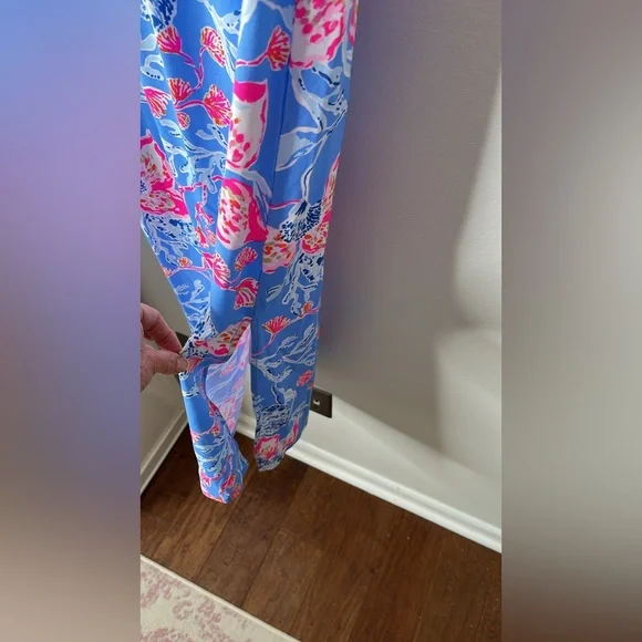 Lilly Pulitzer Helina One Shoulder Midi Blue Dress in Bahamian Rhapsody Swim, M. - Picture 9 of 14